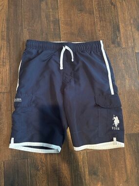 U.S. Polo Assn. Navy and White Athletic Swim Shorts